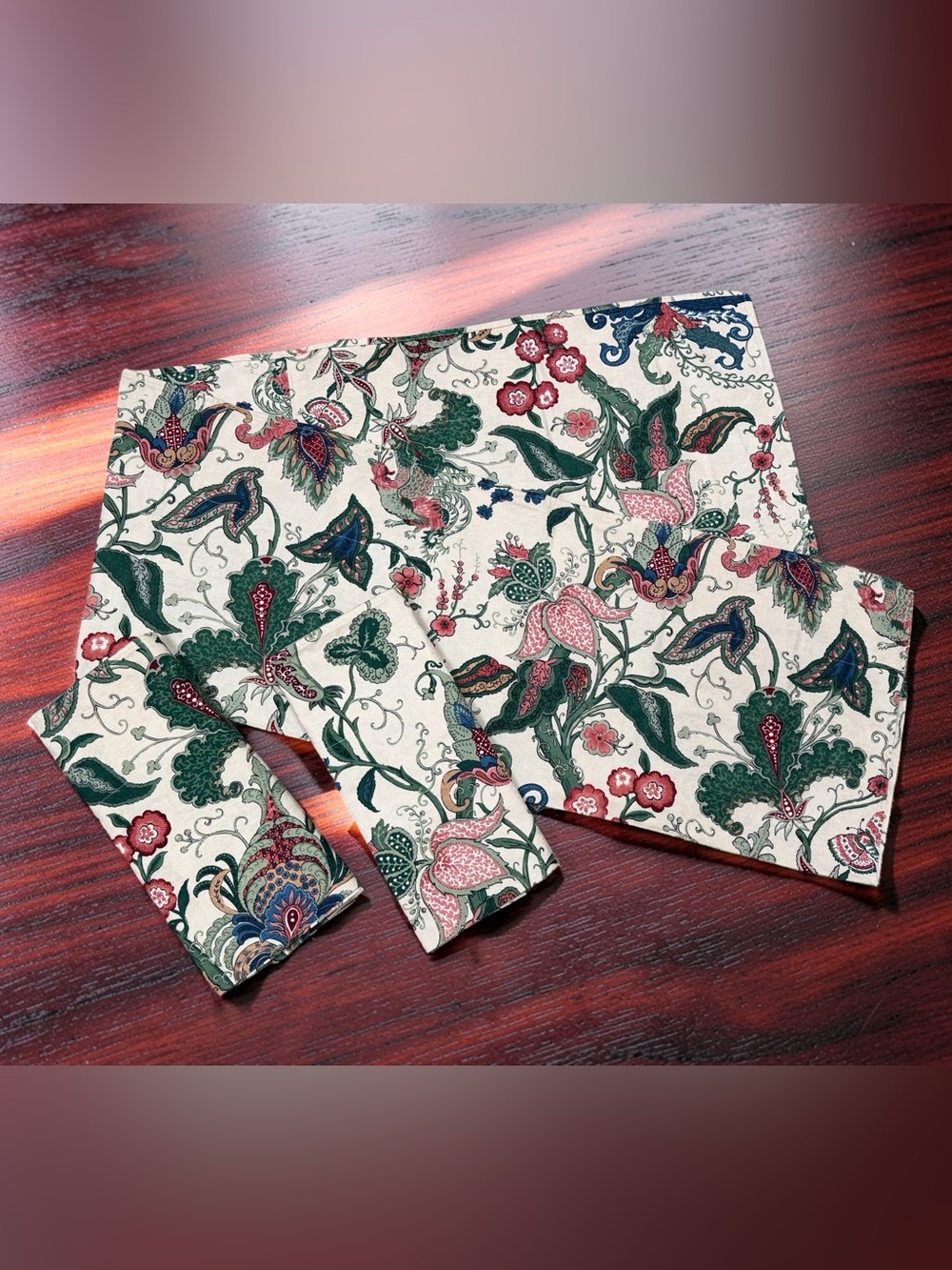 Waverly Home Vintage EUC Jacobean Floral Waverly Barkcloth Valances Set of 3